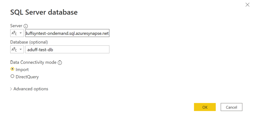 SQL Server database example.